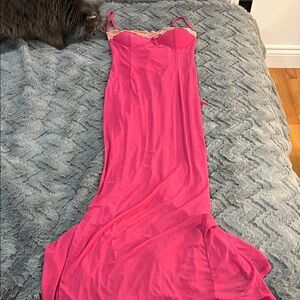 Elegant long Pink Slip Dress